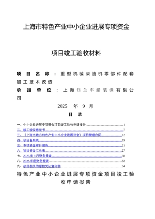 专项资金项目竣工验收申请报告