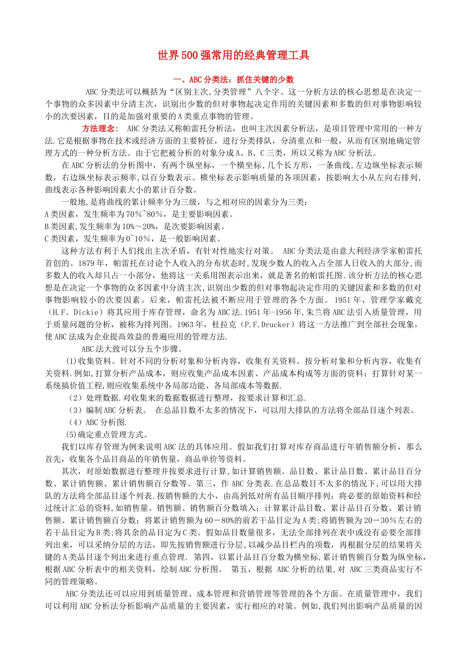 世界500强常用的经典管理工具_第1页