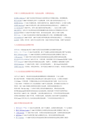 世界一线化妆品品牌