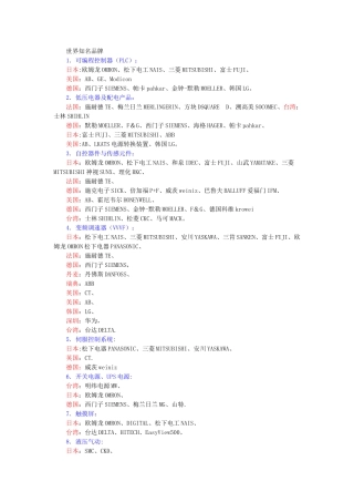 世界知名自动化品牌