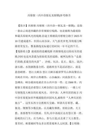 丙察察参考路书