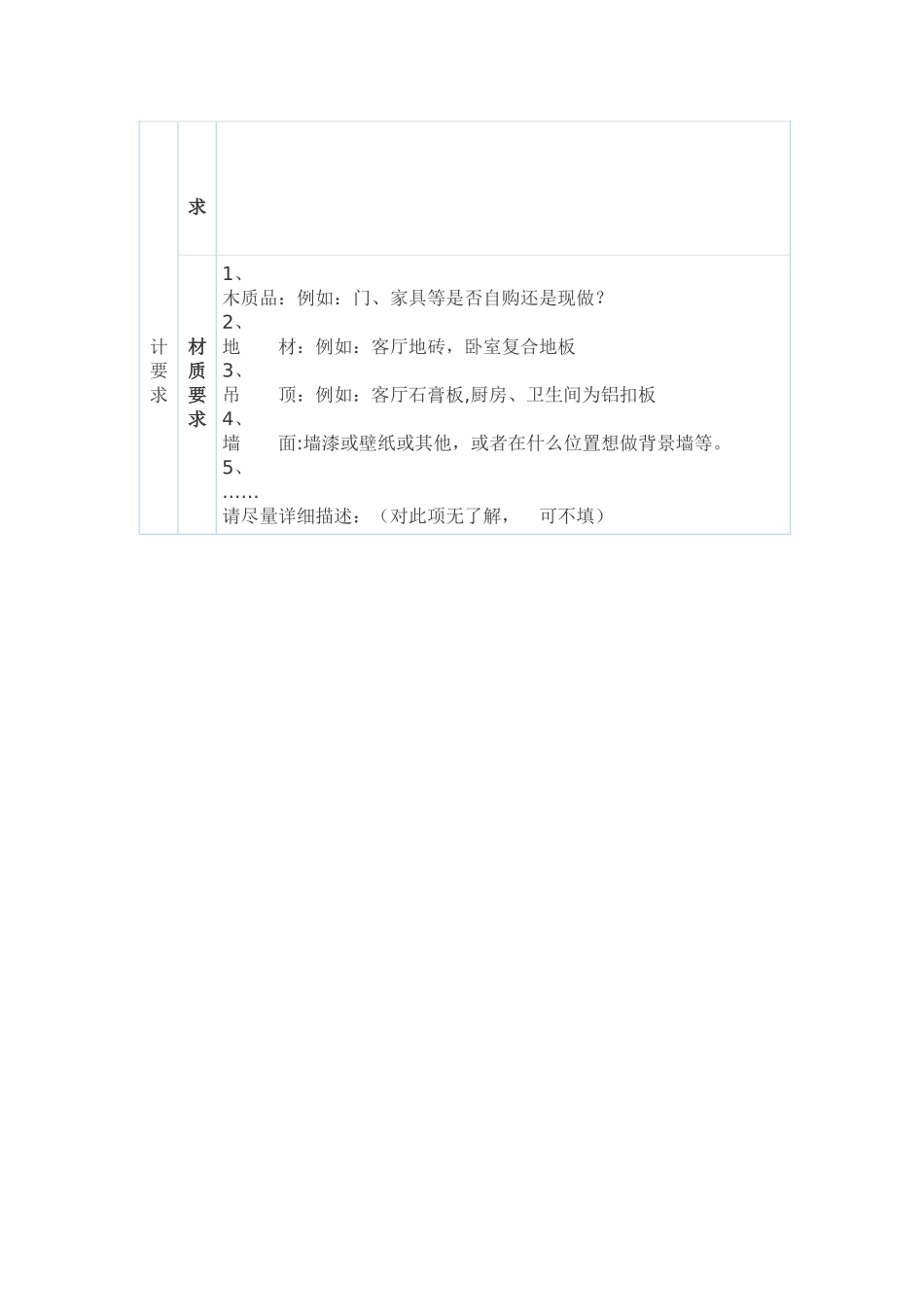 业主装修设计需求表_第2页