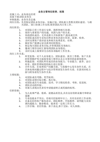 业务主管岗位职责、权限