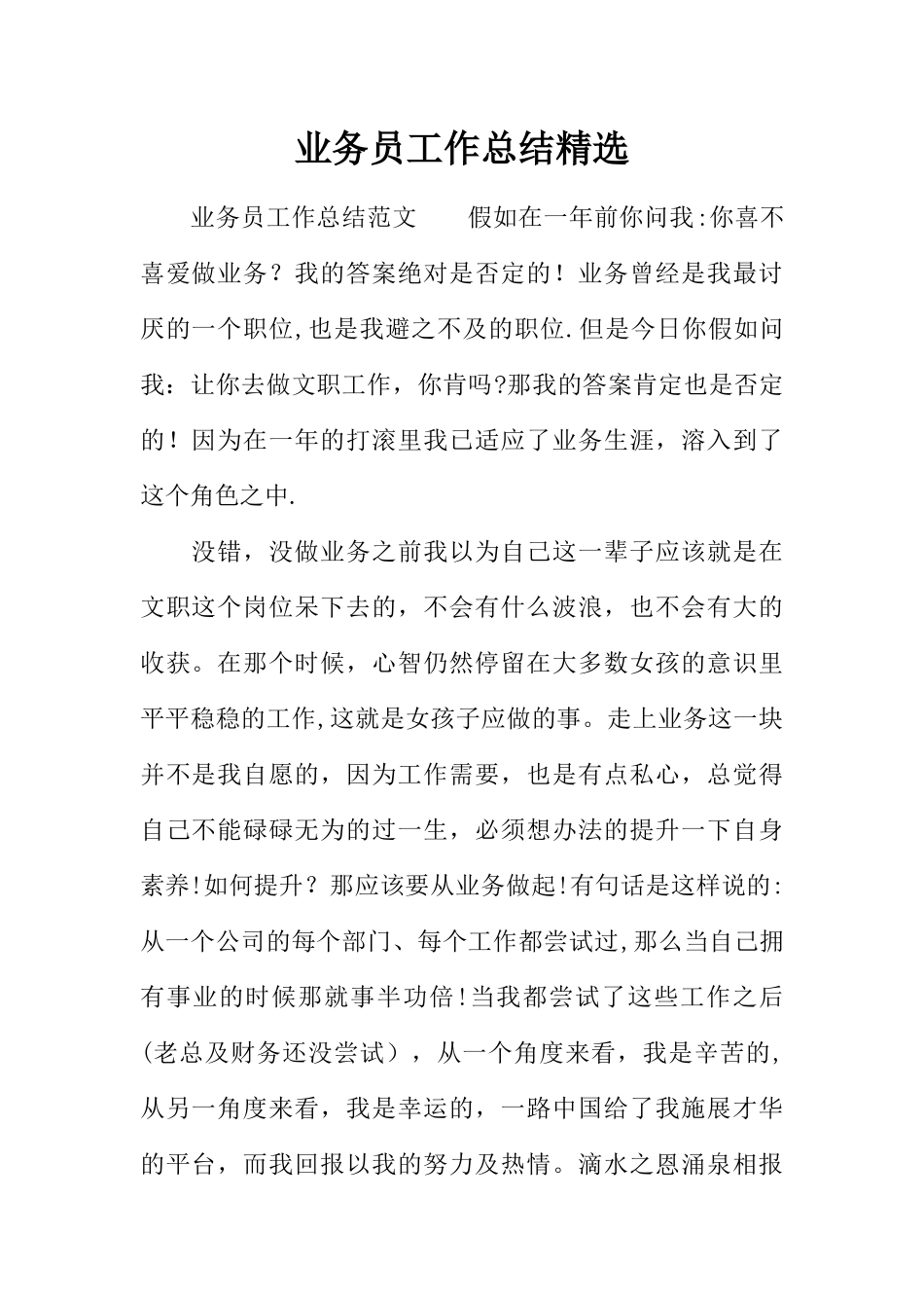 业务员工作总结精选_第1页