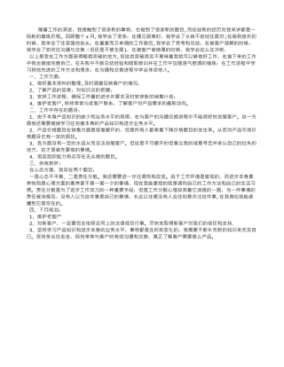 业务员月工作总结范文