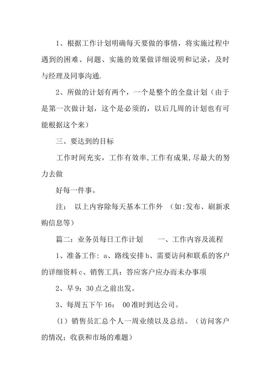 业务员的周工作计划范文_第2页