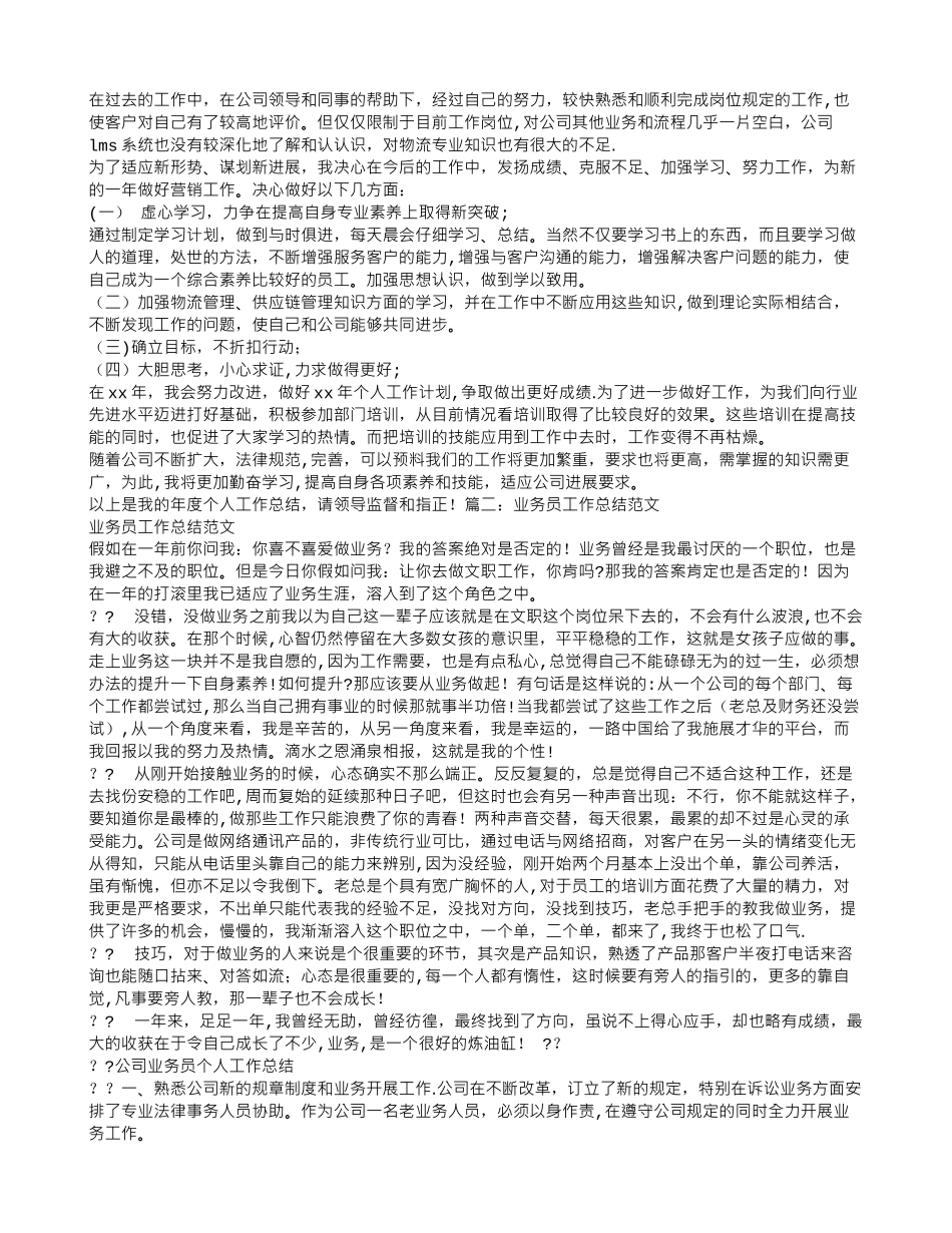 业务员的工作总结_第2页