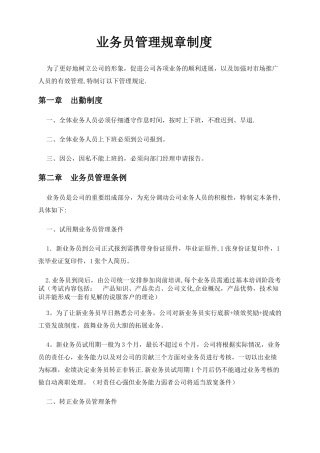 业务员管理规章制度15073