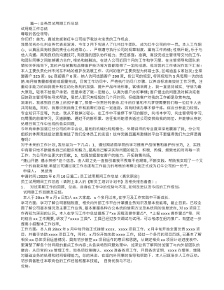 业务员试用期工作总结