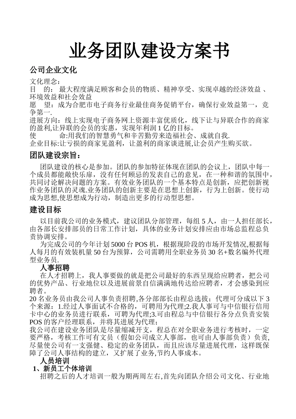 业务团队建设方案书_第1页