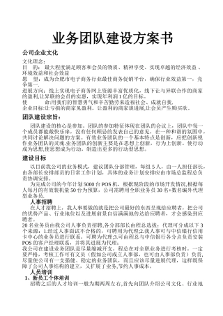 业务团队建设方案书