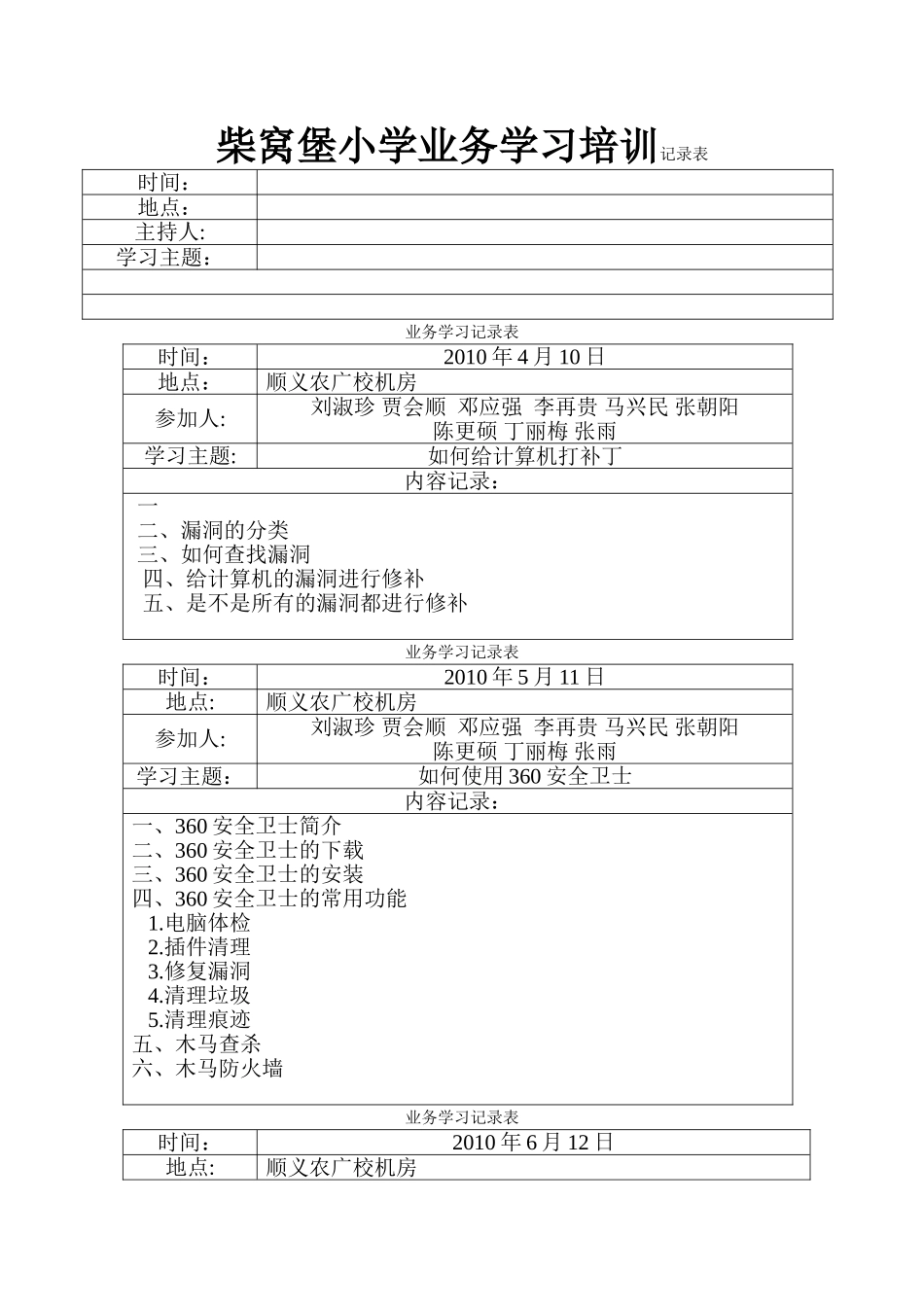 业务学习记录表_第1页