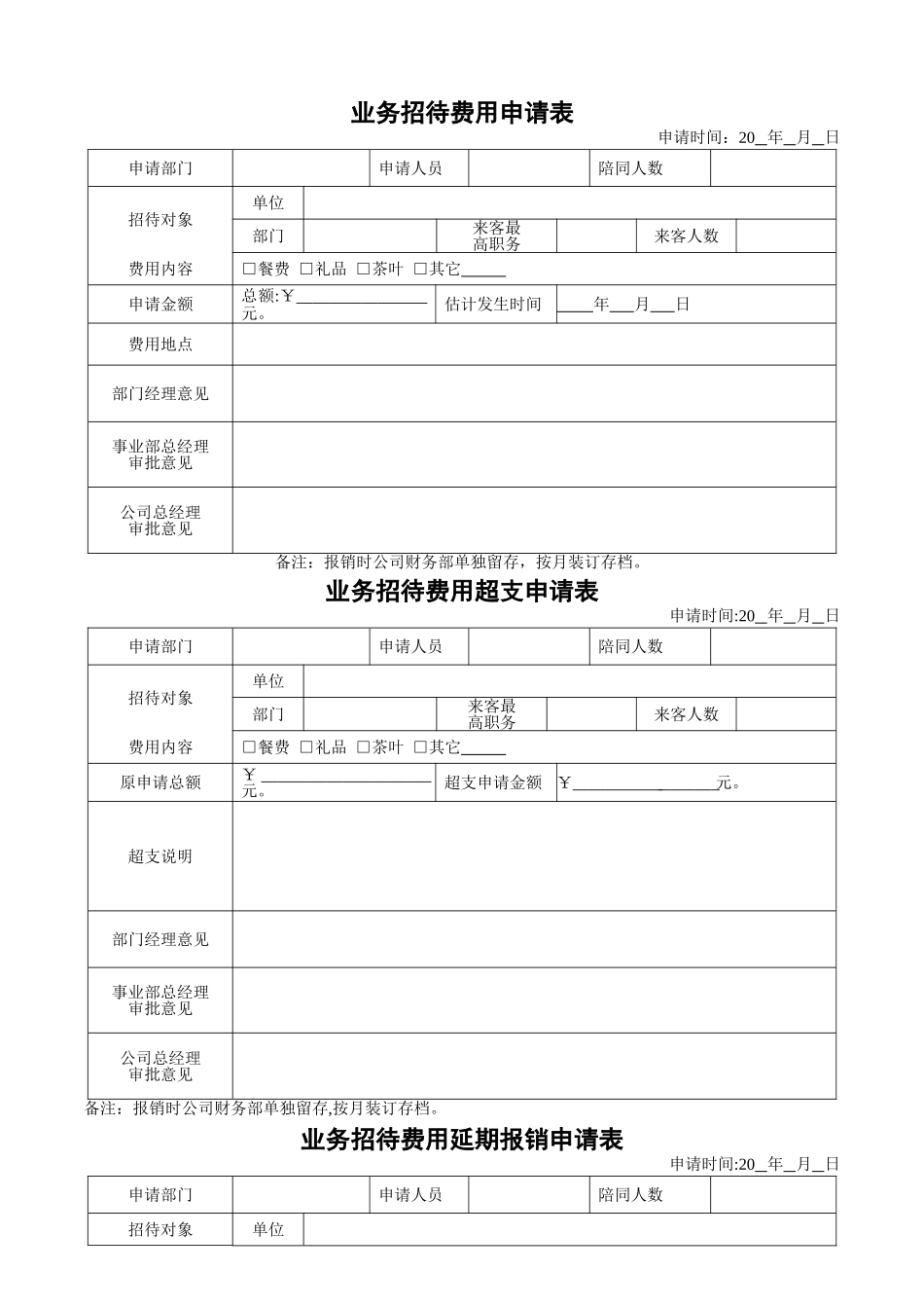 业务招待费管理制度+表单_第3页