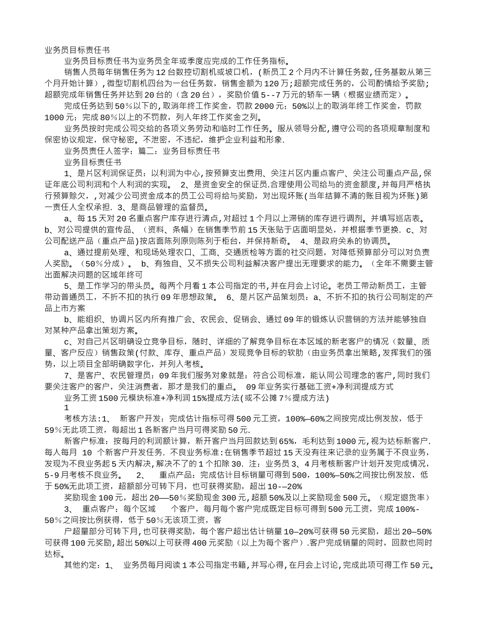 业务目标责任书_第1页
