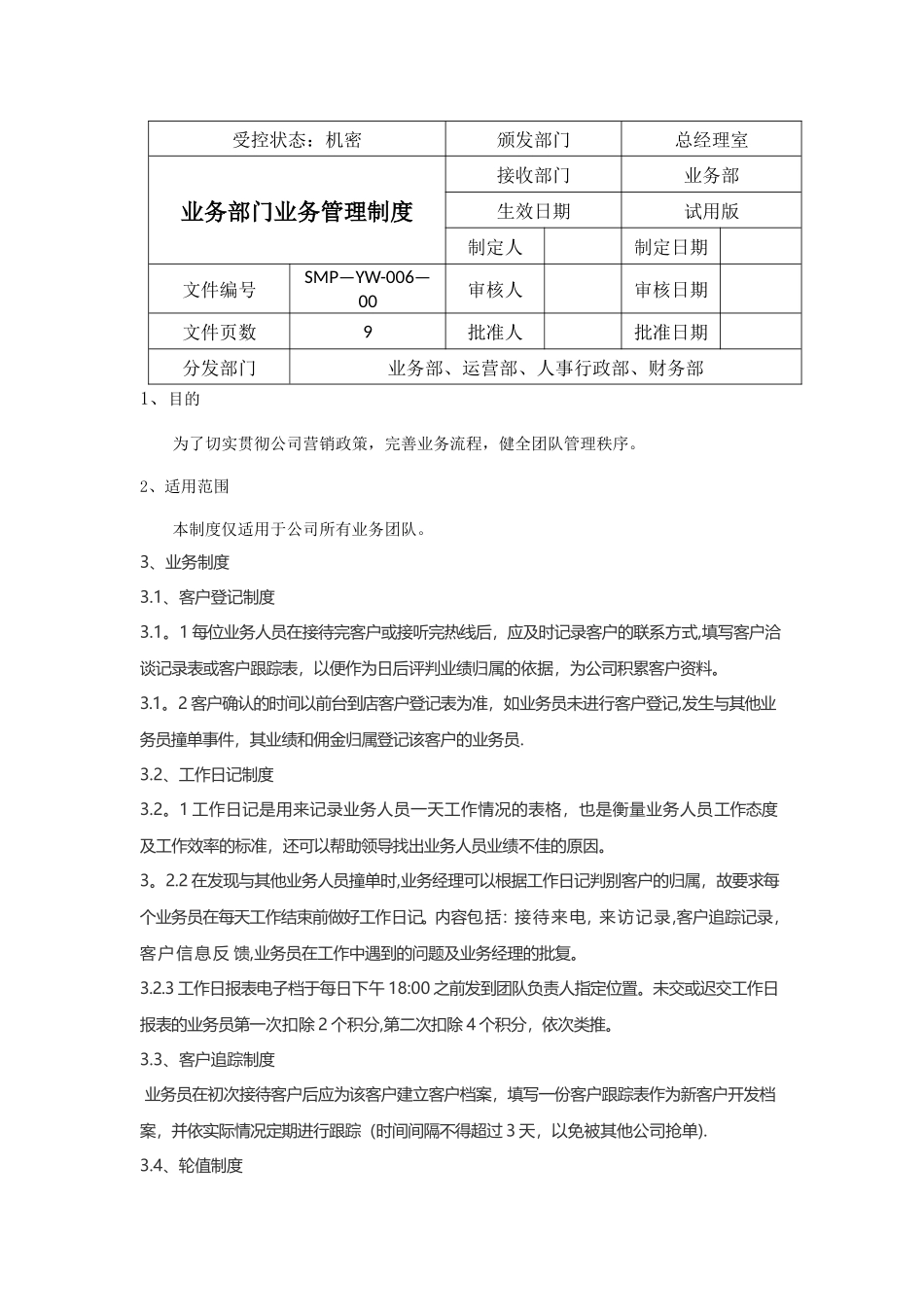 业务部团队管理制度超实用_第1页