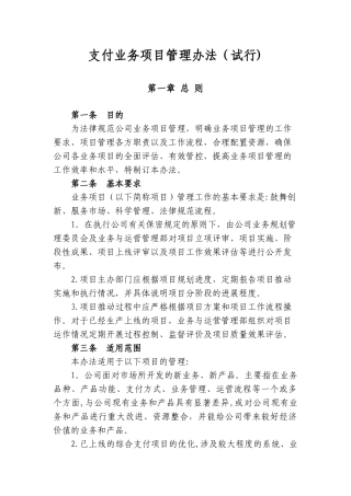 业务项目管理办法