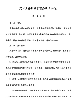 业务项目管理办法