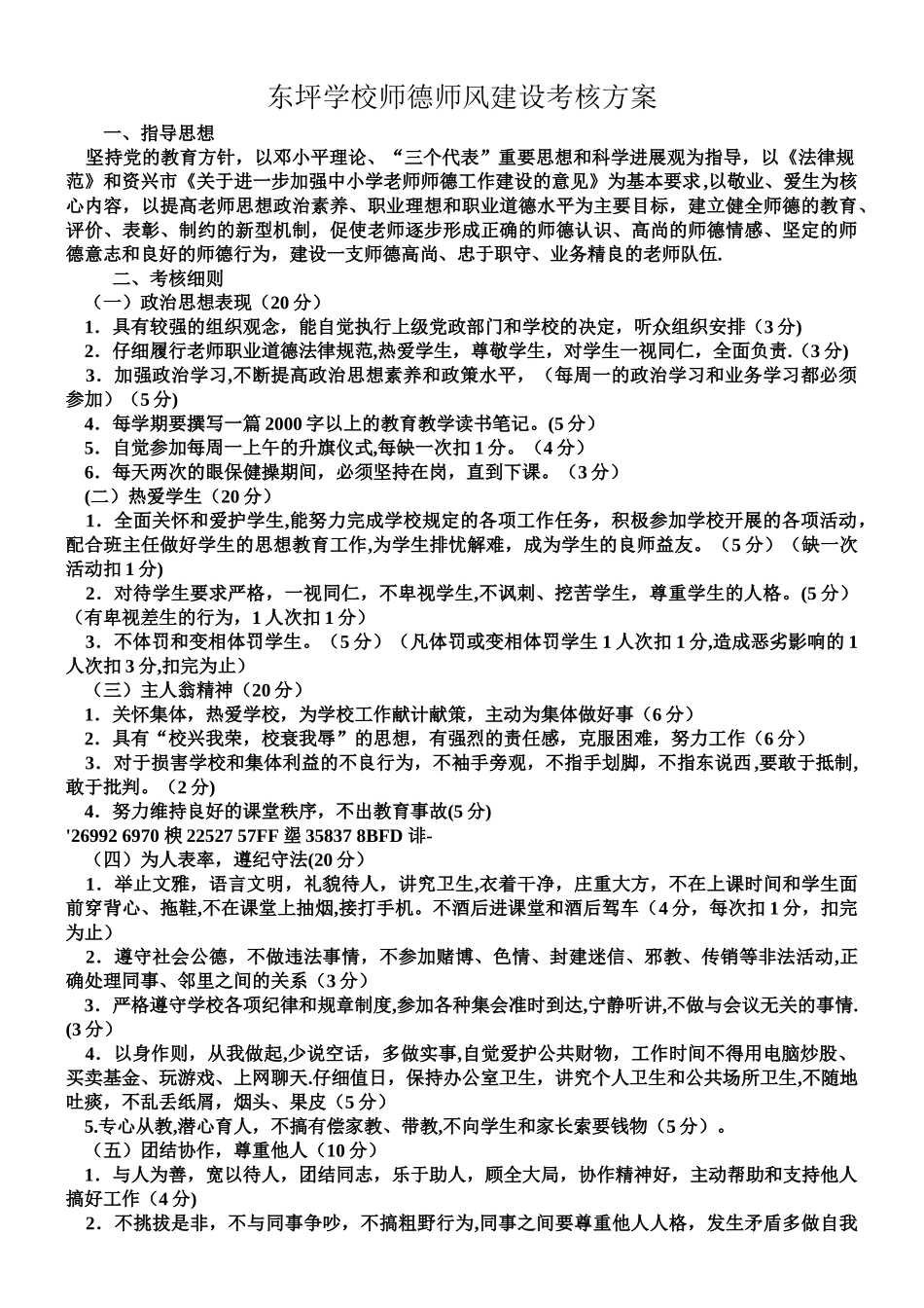 东坪学校师德师风建设考核方案_第1页