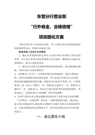 东营分行营业部行外吸金项目固化方案