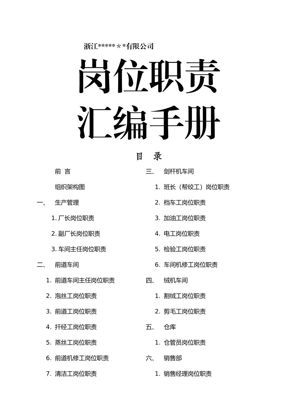 丝绸厂岗位职责汇编手册_第1页