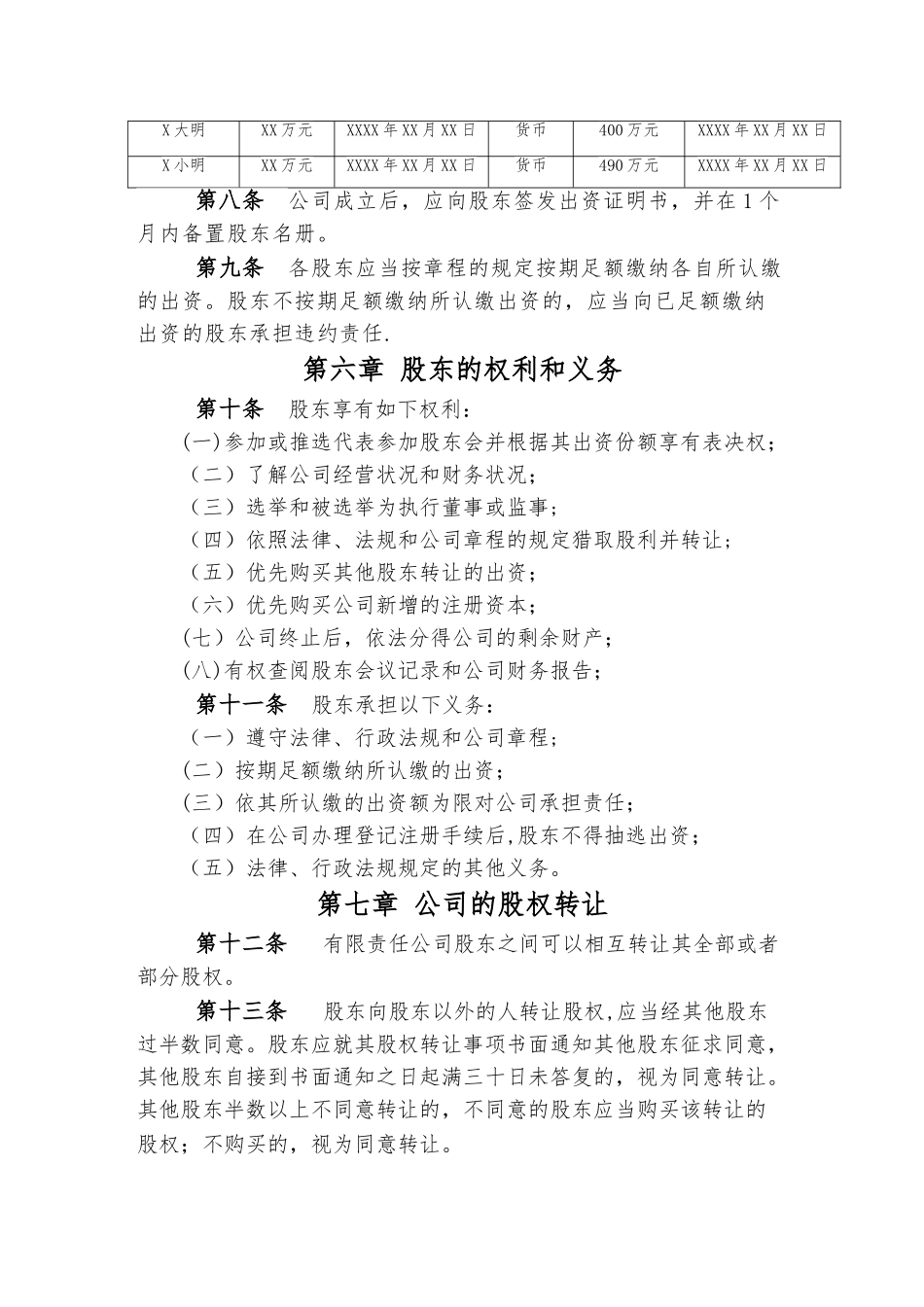 两人开公司章程-模板_第2页