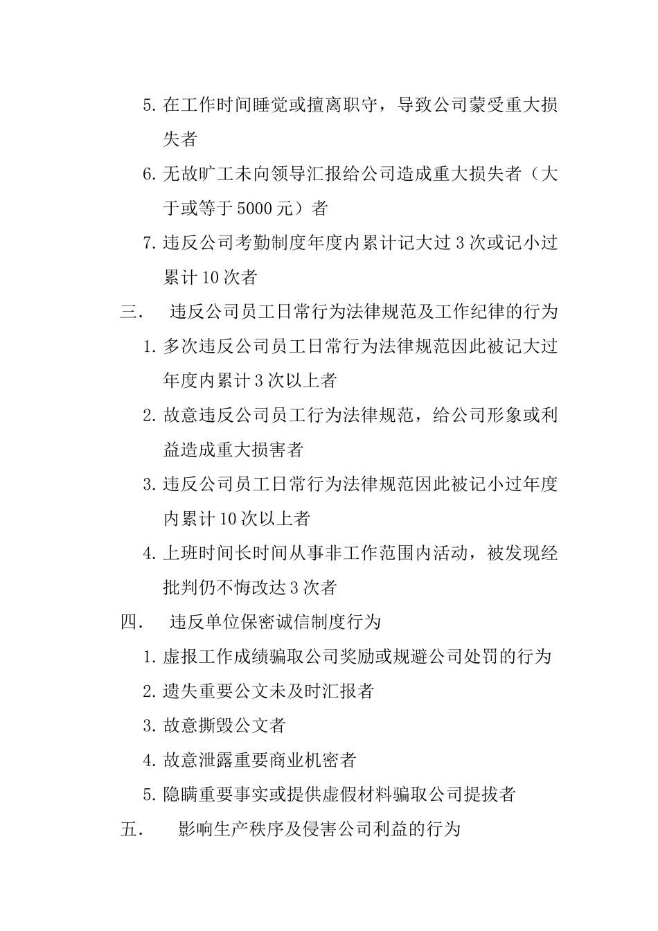 严重违反公司规章制度的条款_第2页