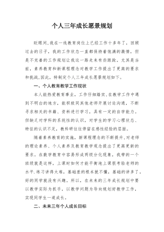 个人三年成长愿景规划