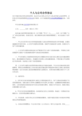 个人与公司合作协议91036