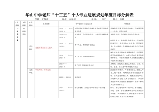 个人专业发展五年规划目标分解表