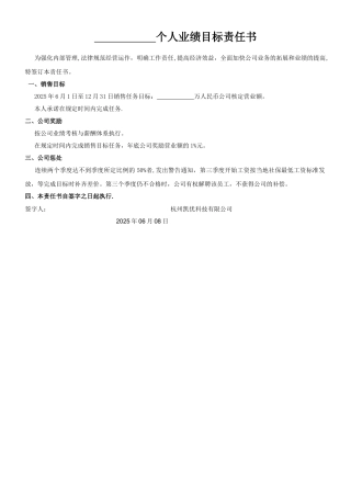 个人业绩目标责任书模板