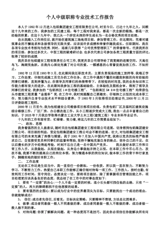个人中级职称专业技术工作报告