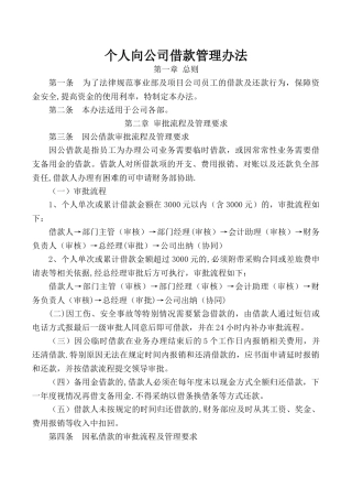 个人向公司借款管理