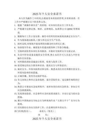 个人安全承诺书-
