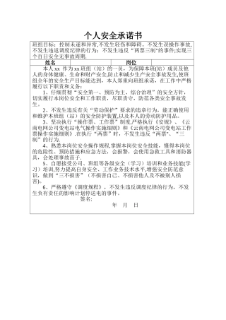 个人安全承诺书范例