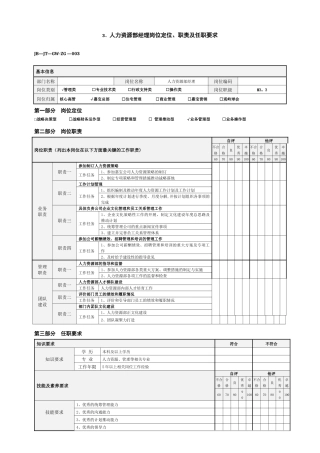 个人岗位定位职责及任职要求