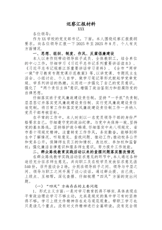 个人巡察汇报材料