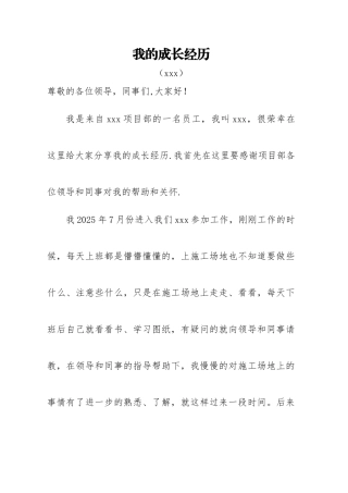 个人工作成长经历
