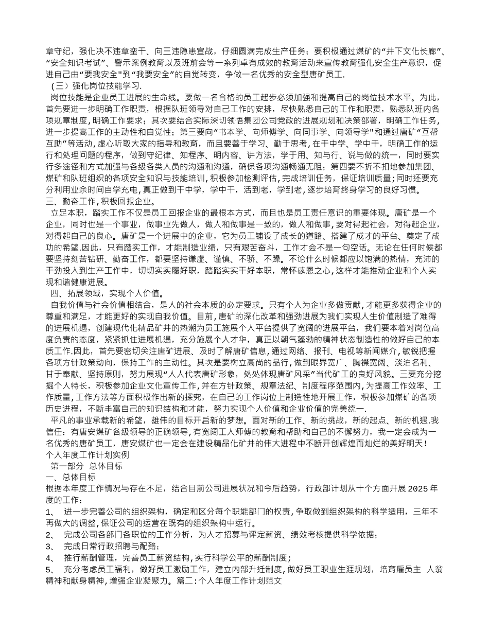 个人年度工作计划模板_第2页