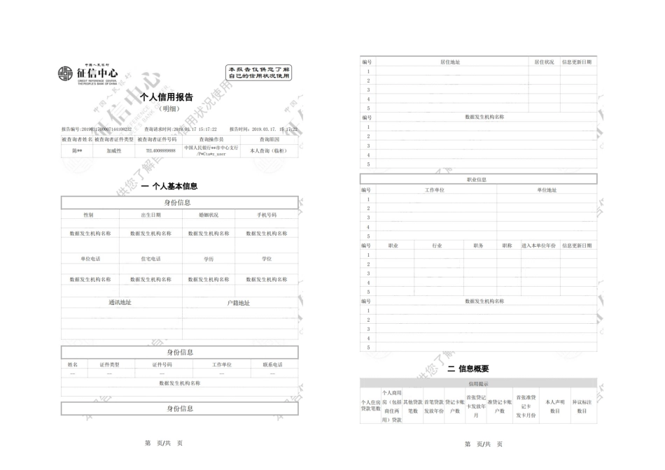 个人征信报告模板征信报告模板_第1页