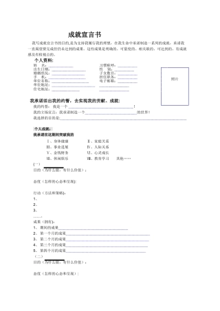 个人成就宣言书模板