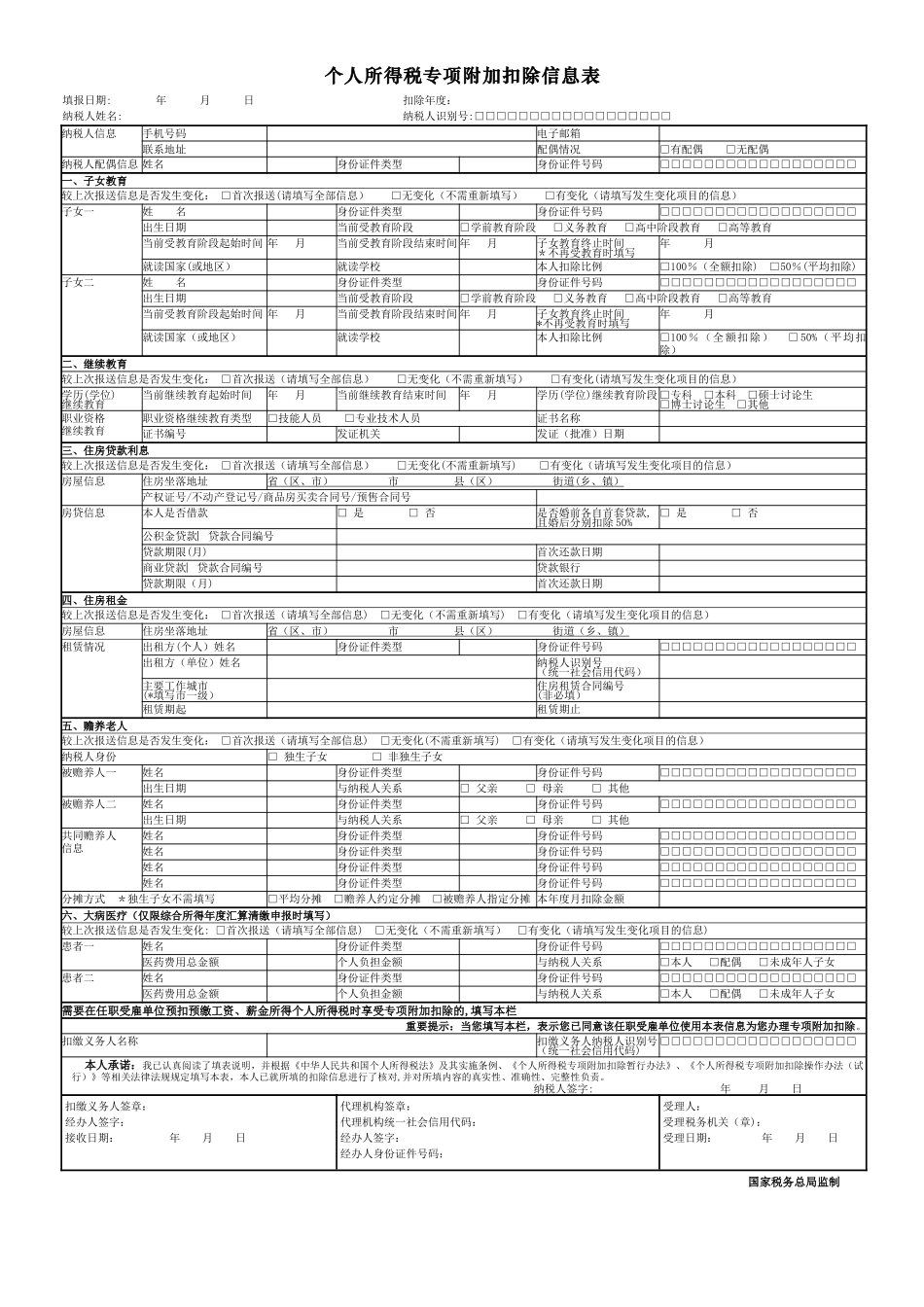 个人所得税专项附加扣除信息表_第1页