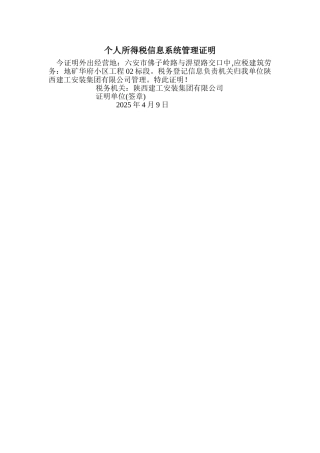 个人所得税信息系统管理证明