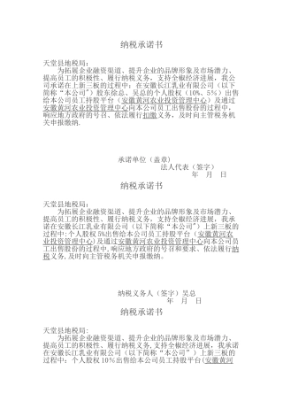 个人所得税承诺书