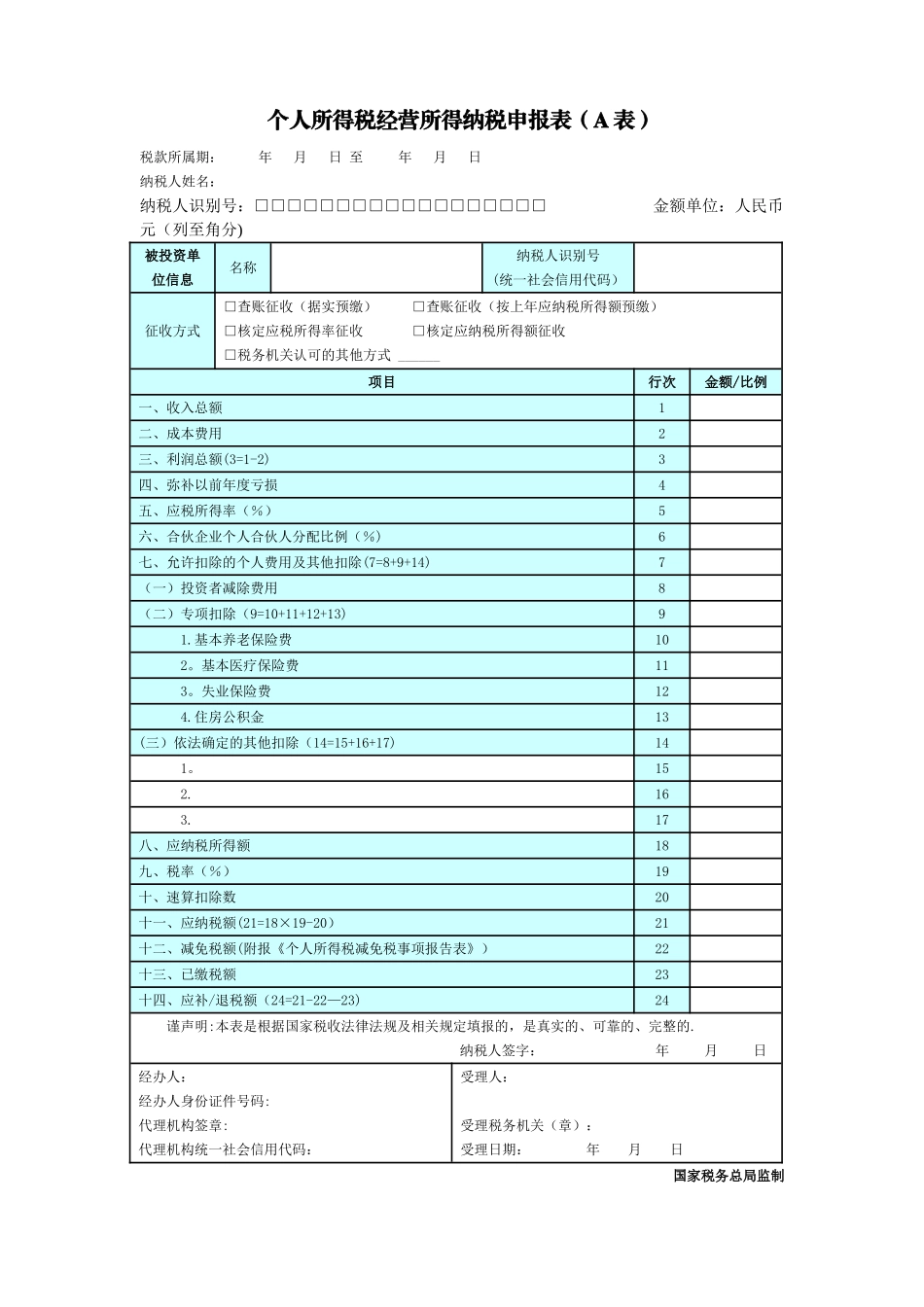 个人所得税经营所得纳税申报表2025年_第1页