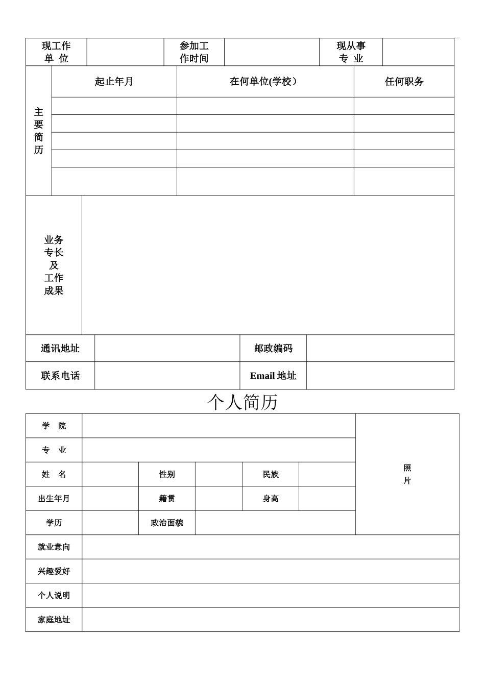 个人标准简历表格_第2页