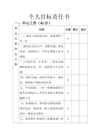 个人目标责任书