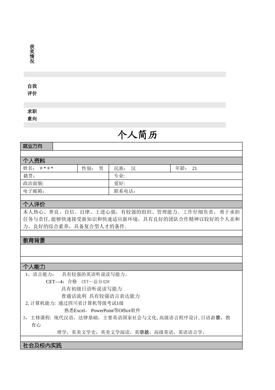 个人简历-各种合集_第3页