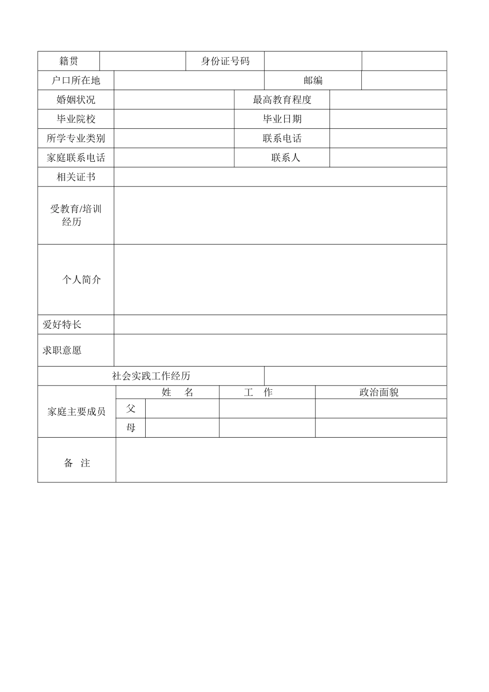 个人简历家庭成员_第2页