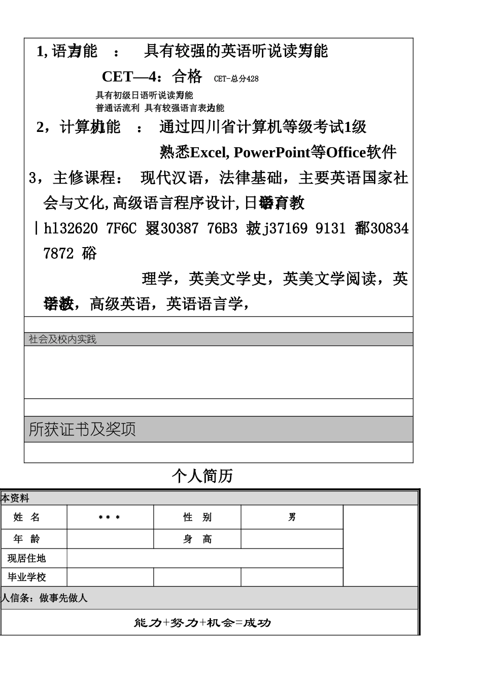个人简历模板-9篇直接下载使用_第3页