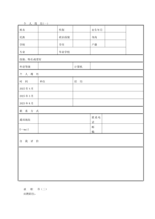 个人简历模板38篇